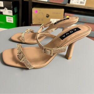 Aqua Women's Nude Embellished Heels